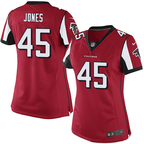 Women's Elite Deion Jones Nike Jersey Red Home - #45 NFL Atlanta Falcons